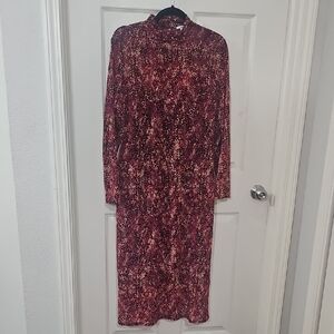 Bar III Maroon and Black Long Sleeve Dress
